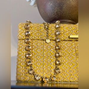 I+A Amber Rhinestone Statement Necklace Gold Tone Adjustable Boutique Jewelry